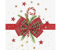 #ZSE Serwetki papierowe Checked Bow with Candy Cane, 33x33 cm, 20 szt.