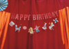 Talerzyki papierowe Happy Birthday z kokardką, mix, 24 cm (1 op. / 6 szt.)