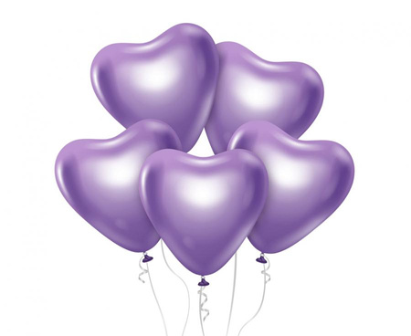 #BL Balony Beauty&Charm, platynowe j. fioletowe serca 12"/ 6 szt.