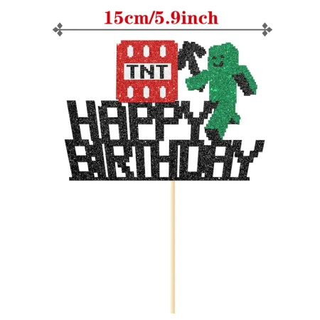 Papierowy topper na tort HAPPY BIRTHDAY MINECRAFT