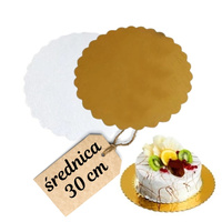 Karbowany podkład pod tort ZŁOTY gruby Ø 30 cm