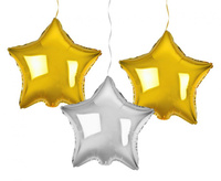 #BFK Balony foliowe B&C Gwiazdy złote i srebrne 19", 3 szt.