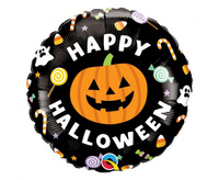 #BFK Balon foliowy 18" QL RND "Happy Halloween" (dynia i cukierki) KK