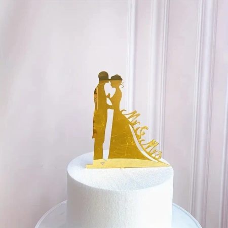 Akrylowy topper na tort weselny ślubny MR&MRS MŁODA PARA WZ.VIII