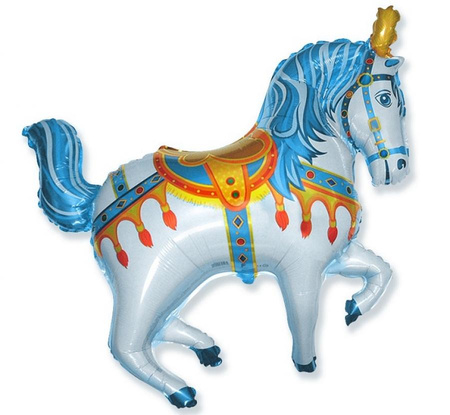 #BFK Balon foliowy 24" FX - Koń cyrkowy niebieski (złote piórko) KK, niepakowany