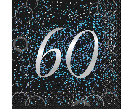 #ZSE Serwetki papierowe Glitz 60, 33x33 cm, niebieskie, 16 szt.