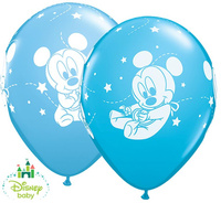 #BL Balon QL 11" z nadr. "Baby Mickey Gwiazdki", pastel niebieski i błękitny / 25 szt. KK
