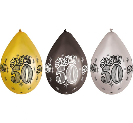 #BL Balony Premium "50 - Sto Lat!", metaliczne, 12" / 6 szt. (wiszące) KK