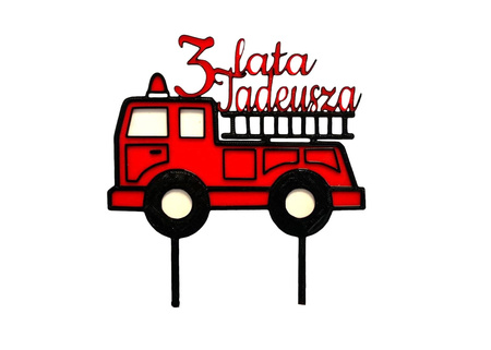 Topper na tort STRAŻ POŻARNA + imię + cyfra