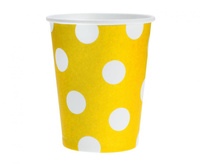 #ZKU_GD Kubeczki pap. żółte, groszki białe, 270ml/6 szt.