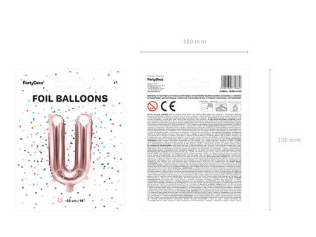 Balon foliowy Litera ''O'', 35cm, różowe złoto