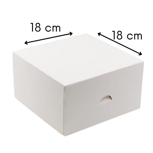 Pudełko na ciasto 18x18x10 cm otwarte, widoczne wnętrze z brązową tekturą