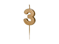 Świeczka urodzinowa Cyferka 3, 4.5 cm, złoty Party Deco