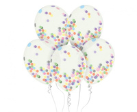 #BL Balony Helium Formula, transparentne, kolorowe konfetti, 12 cali, 4 szt. KK