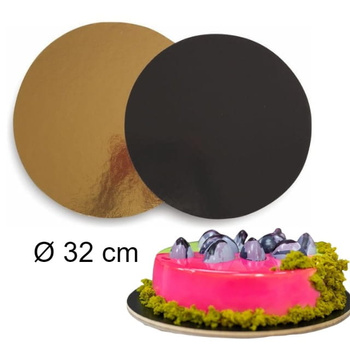 Podkładka pod tort dwustronna ZŁOTO - CZARNA Ø 32 cm