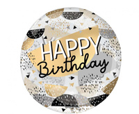 #BFK Balon foliowy Happy birthday black & gold
