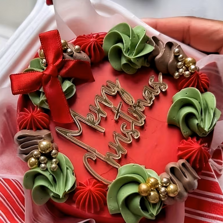 Akrylowy decor topper na bok tortu bento cake MERRY CHRISTMAS ZŁOTY