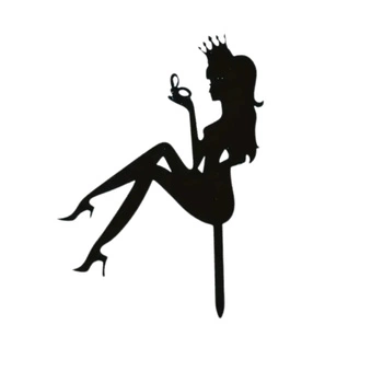 Topper na tort siedząca KOBIETA W KORONIE I Z LUSTERKIEM