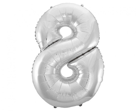 #BFC51 Balon foliowy B&C Cyfra 8, srebrna, 92 cm AA