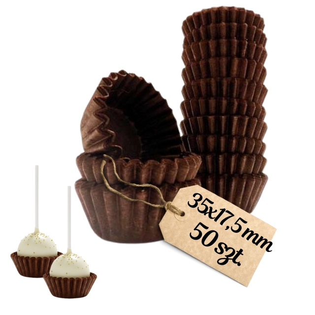 Brązowe papilotki do pralin, cake popsów i makaroników - zestaw 50 sztuk