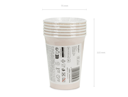 Kubeczki papierowe, beż, 250ml (1 op. / 6 szt.)
