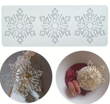 Silikonowa mata do koronek jadalnych dekoracje na tort musowy monoporcje PŁATKI ŚNIEGU