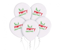 #BL Balony Merry Christmas (z rogami), 12"/ 5 szt.
