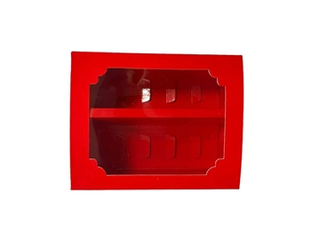 Pudełko na 10 makaroników 13x16x5 cm CZERWONE BŁYSZCZĄCE