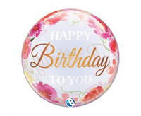 #BFK Balon Takara BUBBLE BALLOON Birthday To You Pink Peonies, 22"