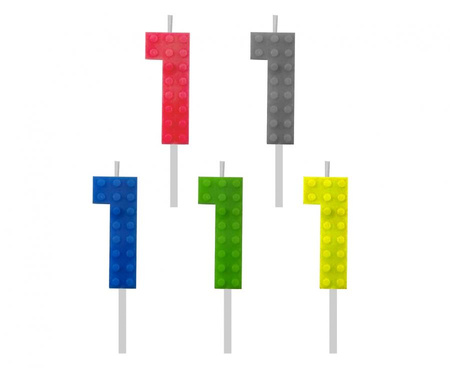 #SC5 Świeczka urodzinowa Klocki, cyfra 1, wys. 5.5 cm