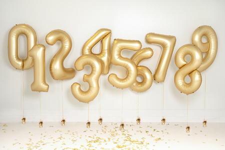 Balon foliowy Cyfra '3', 86cm, złoty