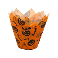 Papilotki do muffinek Halloween 50x80 mm POMARAŃCZOWO - CZARNE 30 szt.