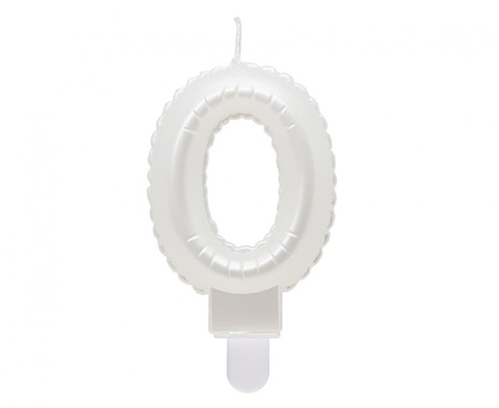 #SC6 Świeczka B&C cyferka 0, perłowa biała, 7 cm KK