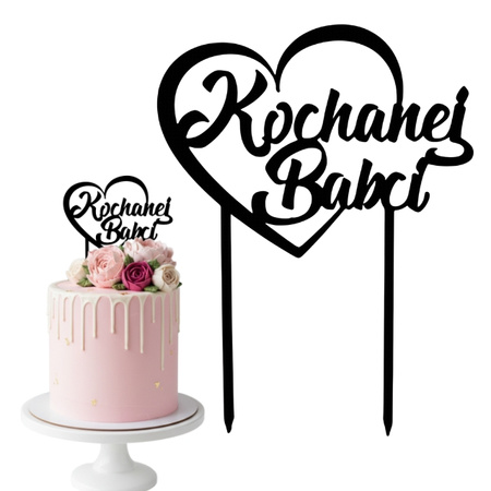 Topper na tort KOCHANEJ BABCI 16 cm + personalizacja koloru