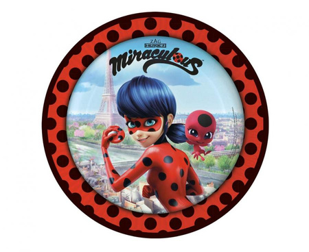 #ZTA Talerzyki papierowe Miraculous, okrągłe, 23 cm