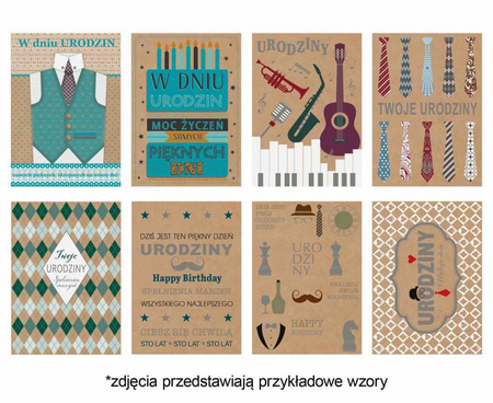 #ZK Laurka Eko Edition B6EKO 127x180 Urodziny zest. 658 Grafika - Męskie, Papier typu kraft