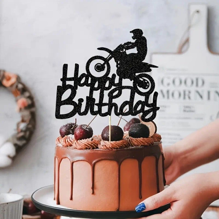 Topper na tort HAPPY BIRTHDAY MOTOCYKL MOTOR