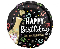 #BFK Balon foliowy 18" CIR - Happy Birthday Gold Bubbly