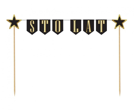 #DETO Dekoracja pap. na tort B&G Party - Sto Lat, flagi