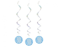 #DEI Dekoracja wisząca Glitz 90 , groszki, 81 cm, niebieska, 6 szt. KK