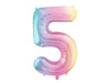 Balon foliowy Cyfra ''5'', 86cm, pastelowy tęczowy