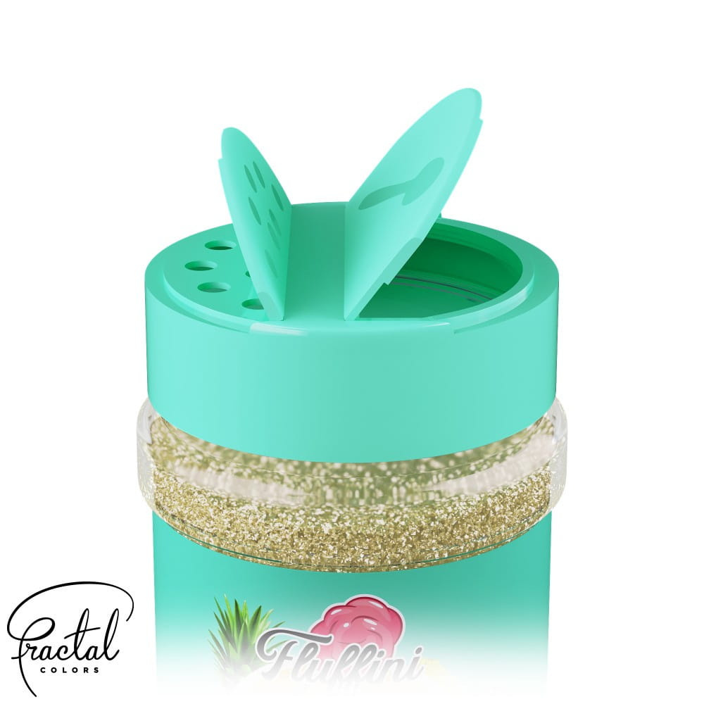 Wieczko z podwójnym otwarciem ułatwiającym dozowanie ananasowego cukru do waty cukrowej Fractal Colours