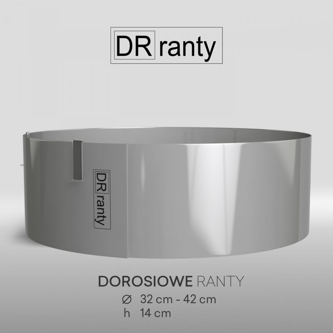 Stalowy regulowany rant do tortów z dwiema spinkami