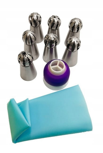 Zestaw tylek sferycznych z adapterem i workiem cukierniczym do dekoracji tortów i babeczek