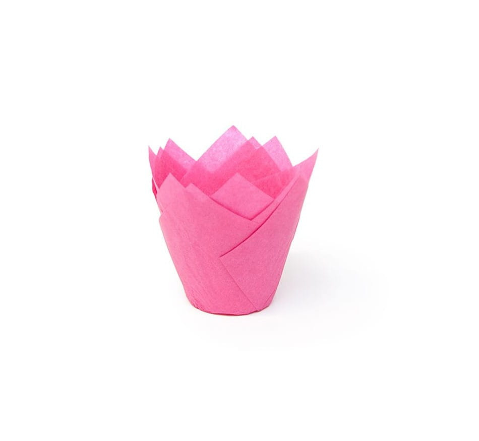 Papilotki do muffinek tulipan fuksjowe 50x80 mm 50 szt. widok ogólny