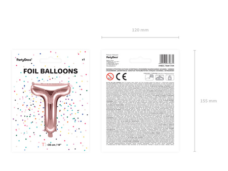 Balon foliowy Litera ''N'', 35cm, różowe złoto