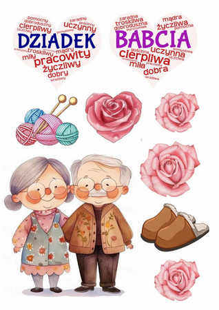 Wydruk jadalny, opłatek na tort KOCHANYM DZIADKOM WZ.6