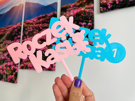 Personalizowany topper na ROCZEK Z MISIEM WZ.I + IMIE DZIECKA