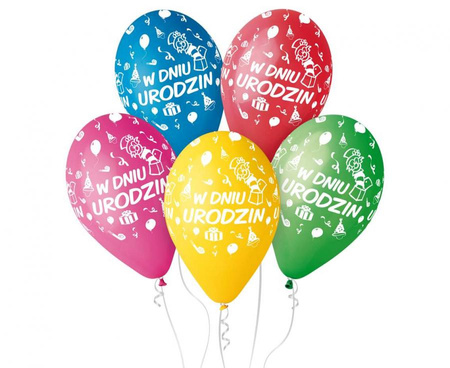 #BL Balony Premium W Dniu Urodzin, 12 cali / 5 szt.
