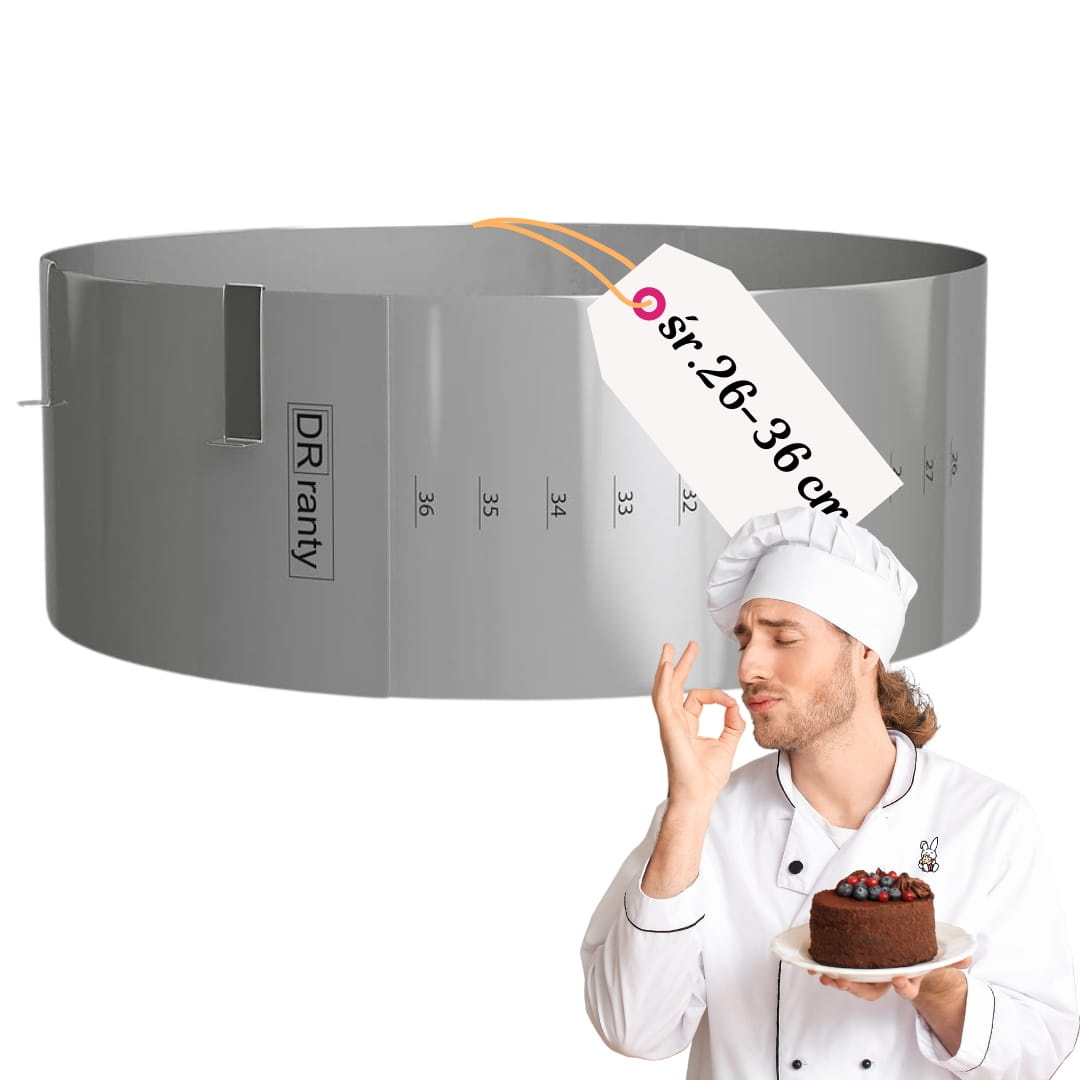 Regulowany rant okrągły z podziałką 26–36 cm, wysokość 12 cm – widok ogólny